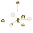 Candelabru modern auriu abajururi sticla opal 3xG9/60W si 3xGU10/60W Moka 1962 Jupiter